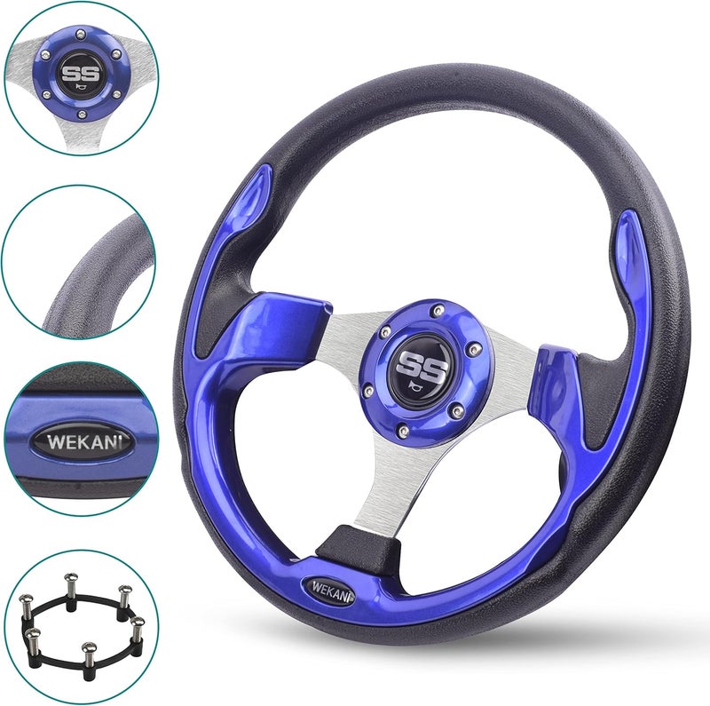 WEKANI Golf Cart Steering wheel for EZGO YAMAHA and Club Car Precedent Most Golf carts Blue - Image 4